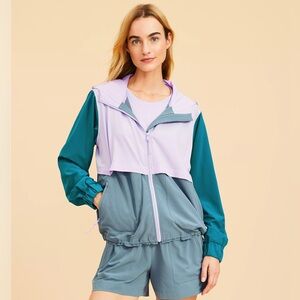 Lou & Grey Loft  Colorblock Wanderweave Windbreaker Jacket Small